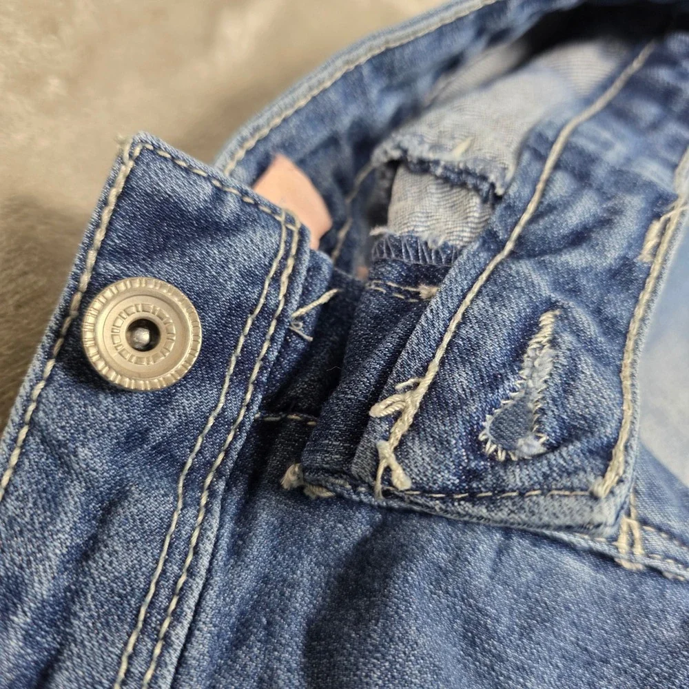Squeeze‎ Denim Shorts Girls Size 12 Blue Good Raw Hem Stretch Jean